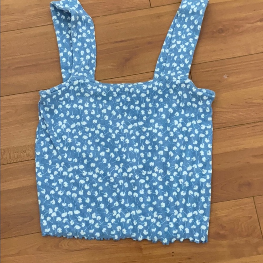 pacsun blueberry blue top. thick strap ribbed